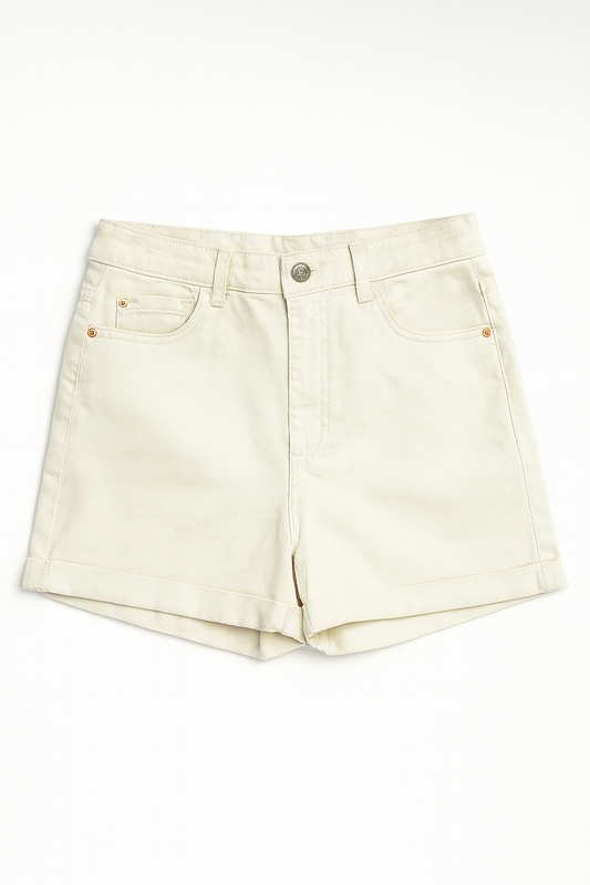 Women’s High-Waist Cream Denim Shorts