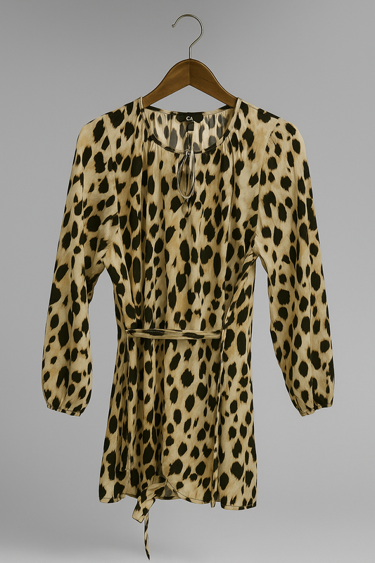 Leopard Print Long Sleeve Mini Dress