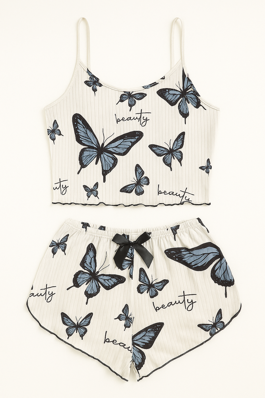 2-Piece Butterfly Print Pajama Set