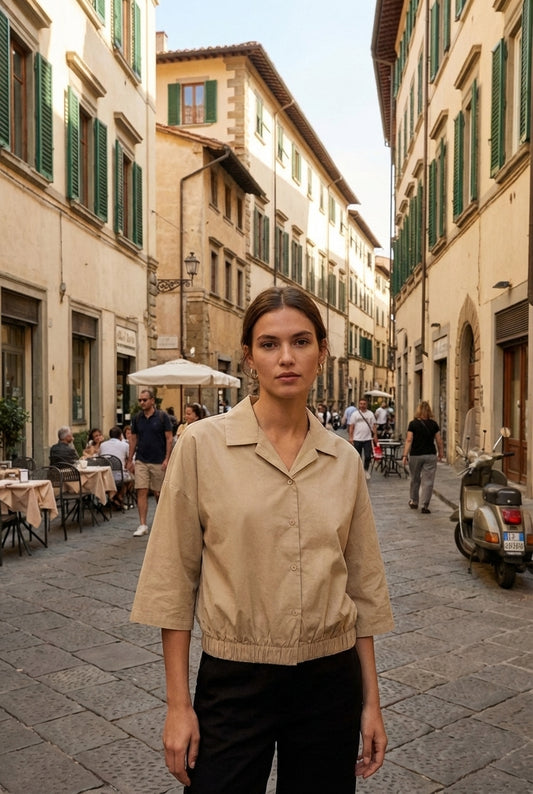 Women’s Linen-Blend Short Sleeve Shirt