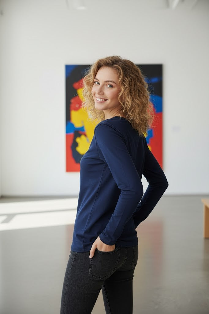 Women’s Navy Blue Long Sleeve T-Shirt