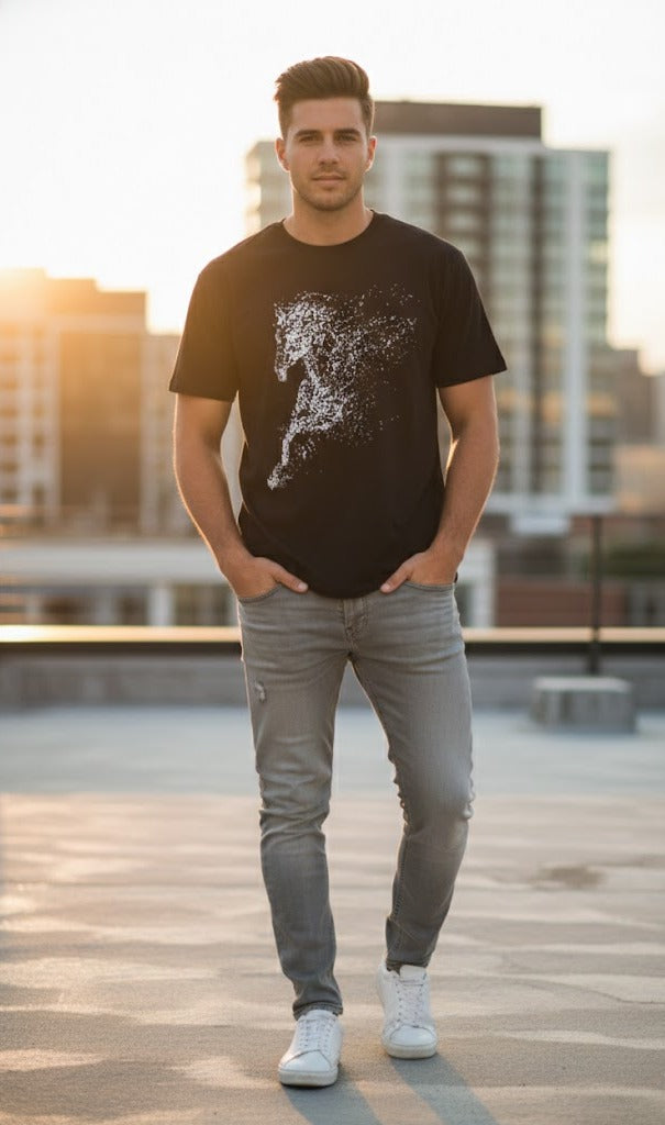 Abstract Horse Graphic T-Shirt