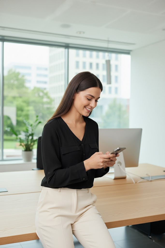 Women’s V nick long-sleeve blouse