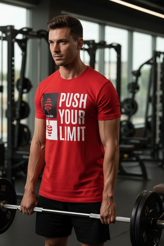 Red “Push Your Limit” Graphic T-Shirt