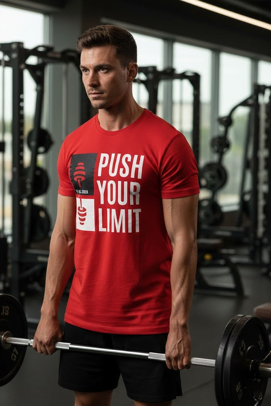 Red “Push Your Limit” Graphic T-Shirt