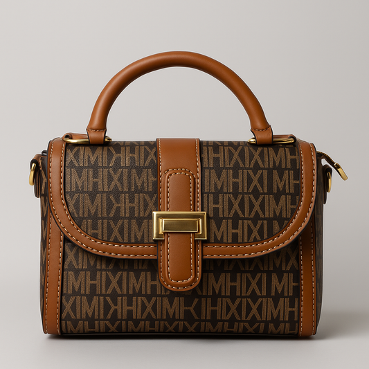 Monogram Pattern Brown Handbag