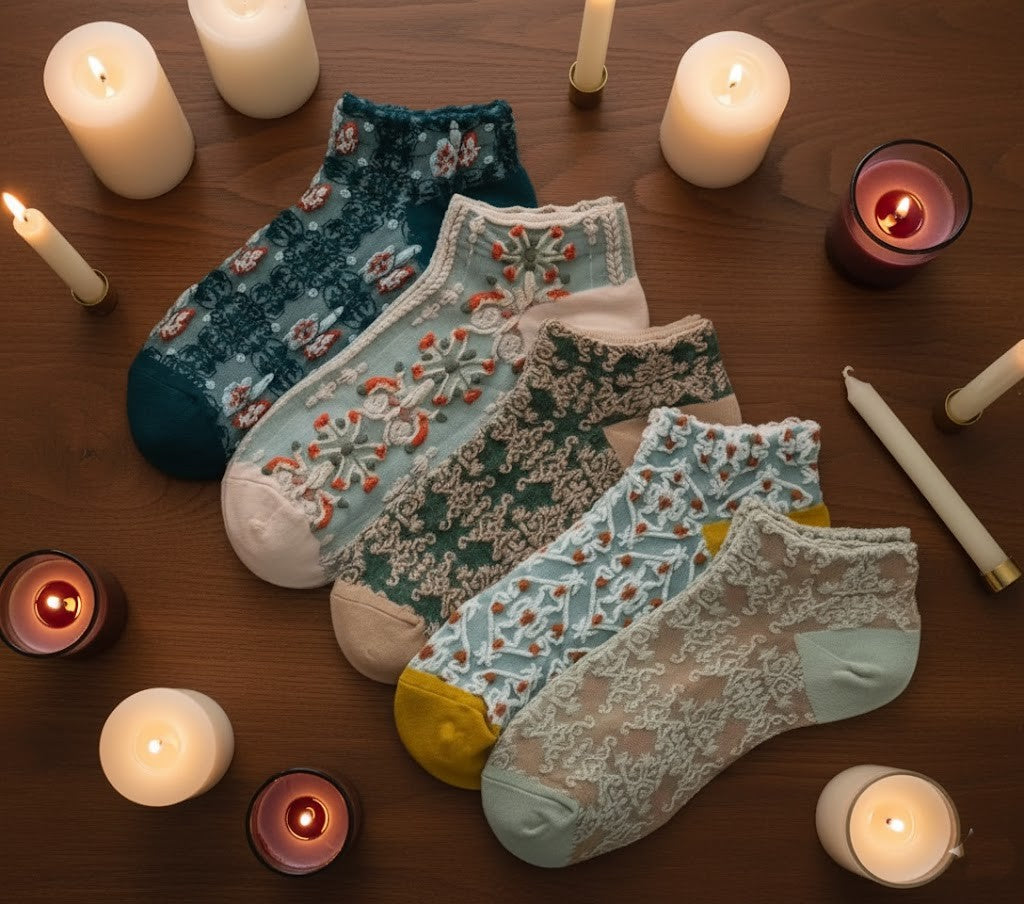 Women’s Embroidered Low-Cut Socks – 5-Pairs