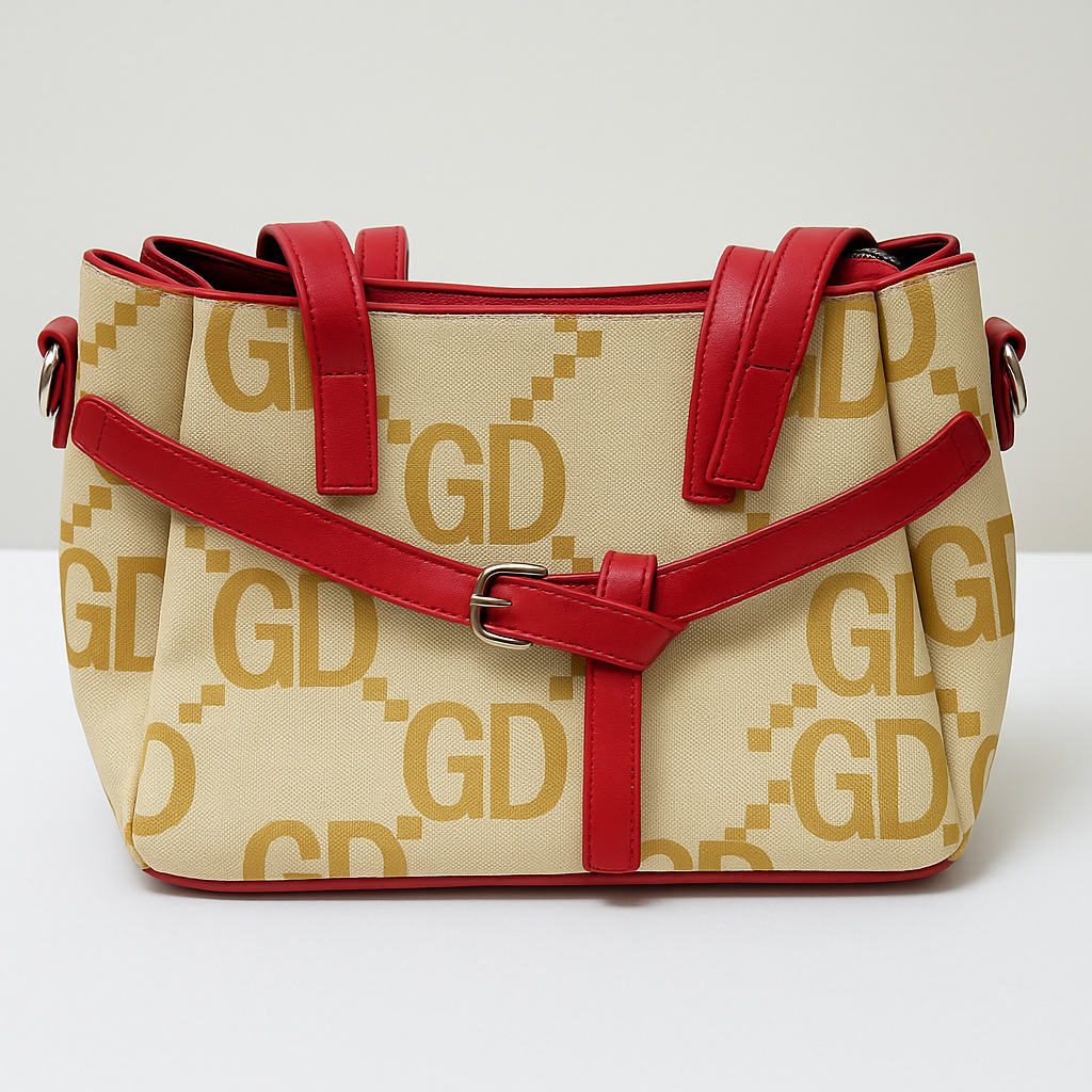 GD Beige & Red Handbag