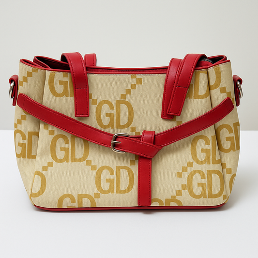GD Beige & Red Handbag