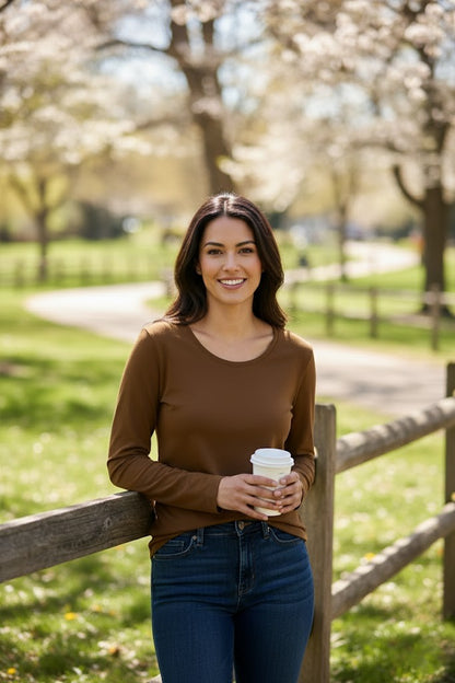 Women’s Brown Long Sleeve Cotton Shirt