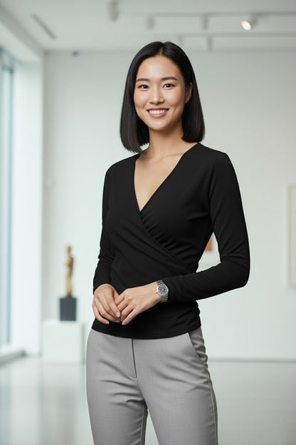 Women’s Long Sleeve V-Neck Wrap Top