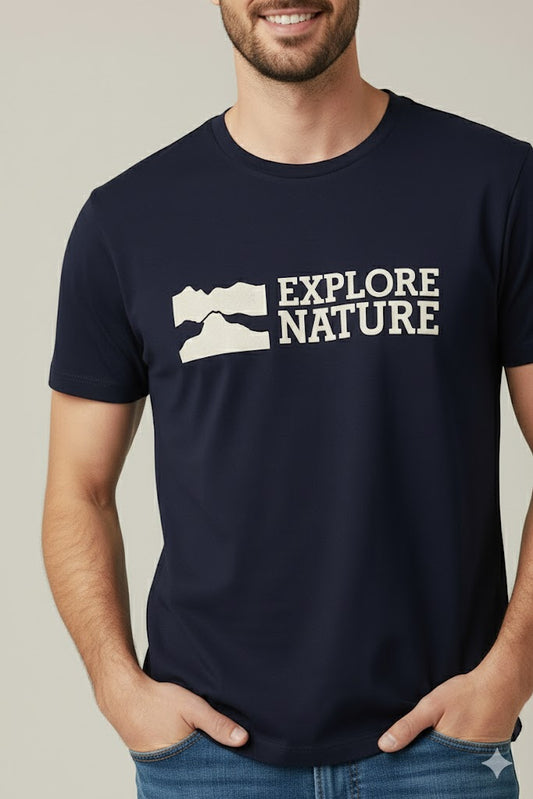 Navy Blue “Explore Nature” Graphic T-Shirt