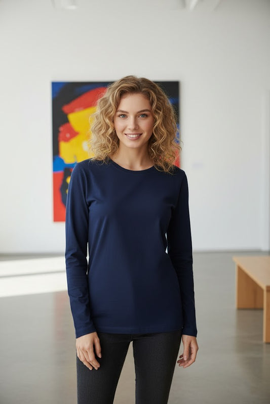 Women’s Navy Blue Long Sleeve T-Shirt
