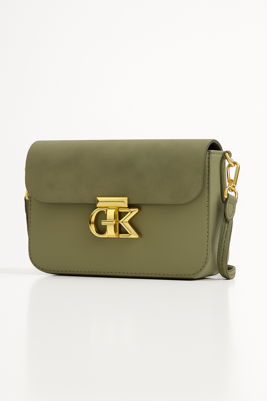 Crossbody Bag with Gold Logo