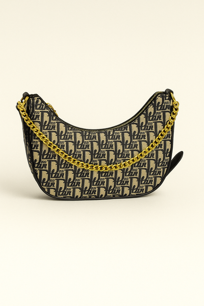 Beige & Black Monogram Baguette Bag