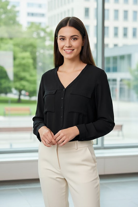 Women’s V nick long-sleeve blouse