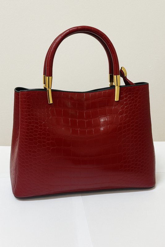 Women’s Crocodile-Texture Red Handbag