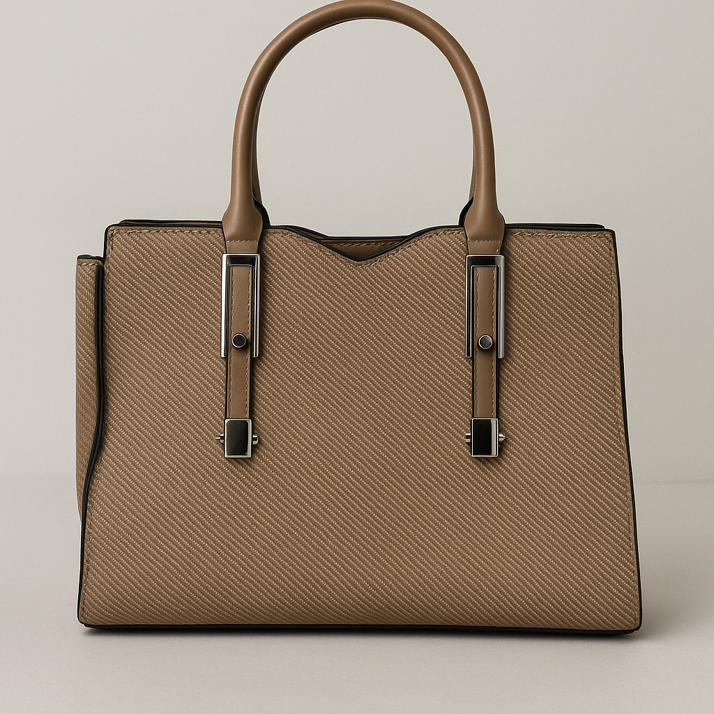 Taupe Textured Leather Handbag