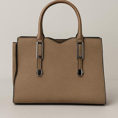 Taupe Textured Leather Handbag