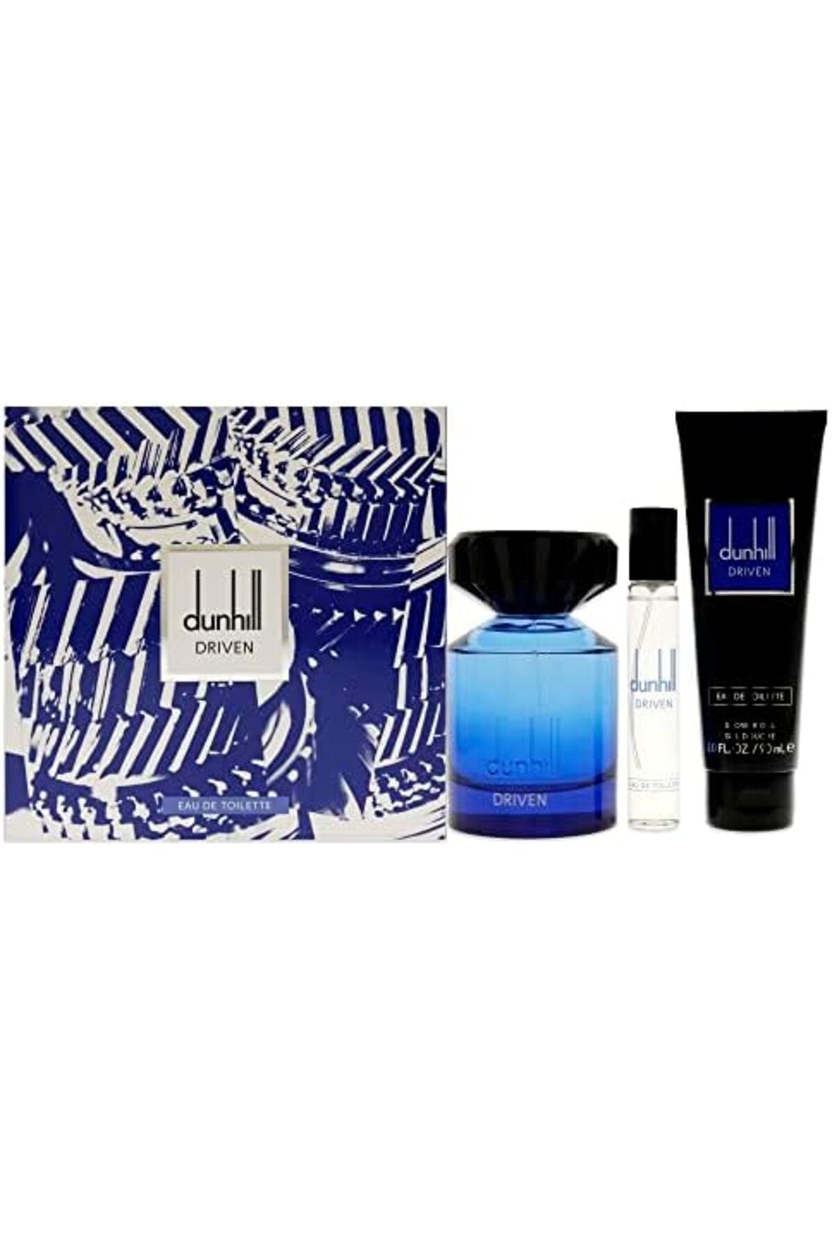 Driven Blue 3.4oz EDT Spray, 3oz Shower Gel, 0.15ml Travel Spray Men 3 Pc Gift Set