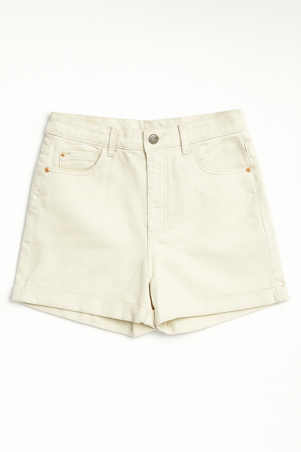 Women’s High-Waist Cream Denim Shorts