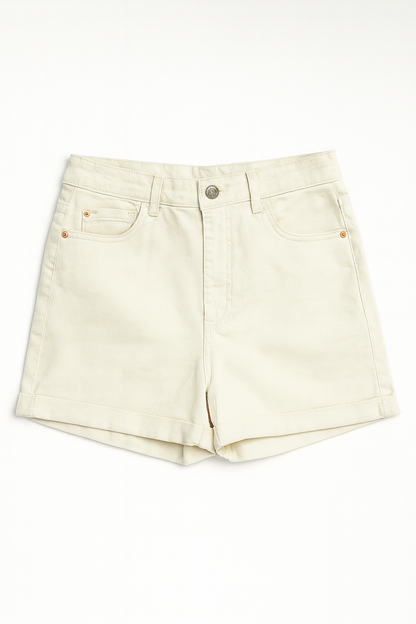 Women’s High-Waist Cream Denim Shorts