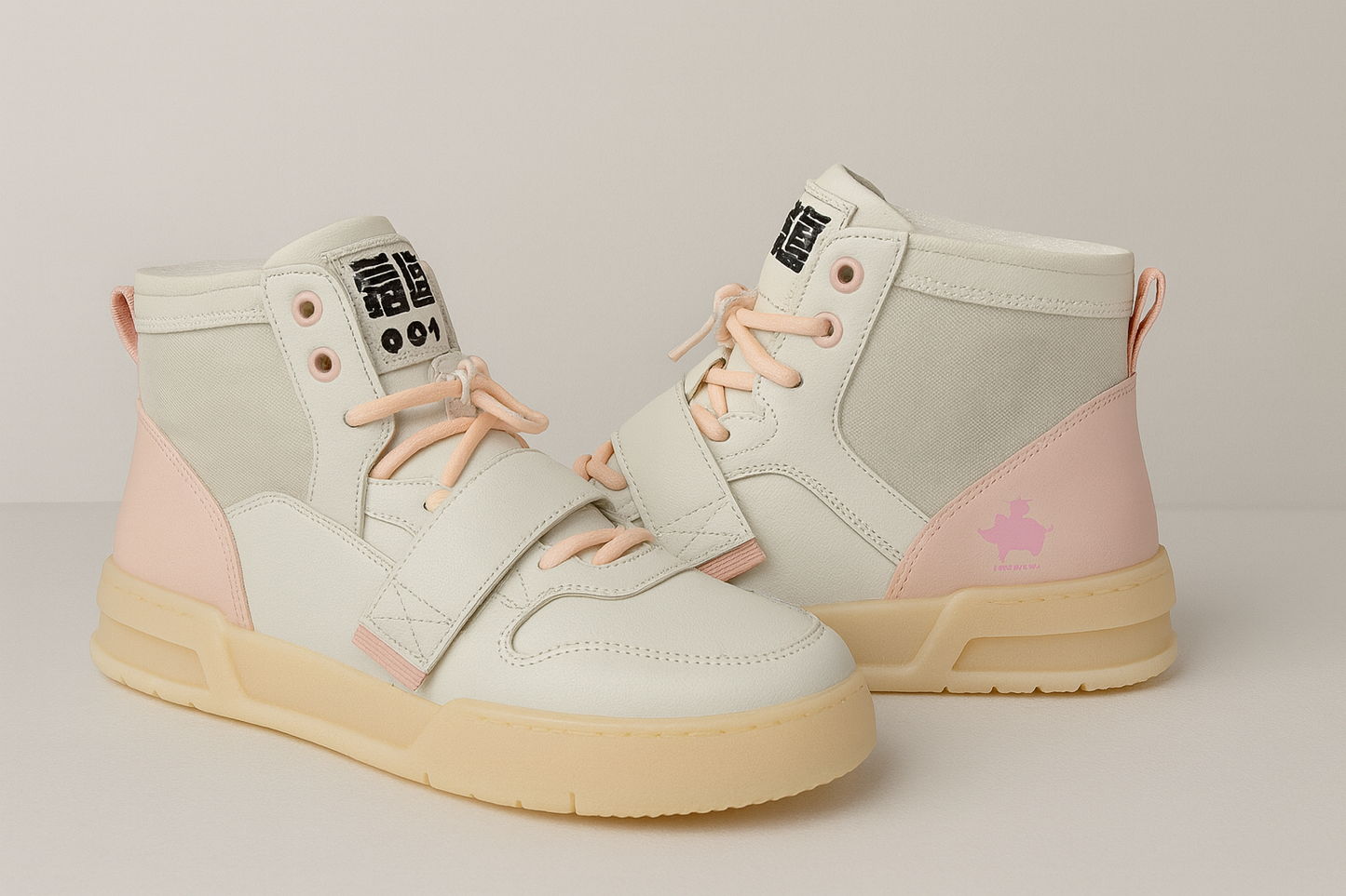 Girls’ cream and pink high-top sneakers