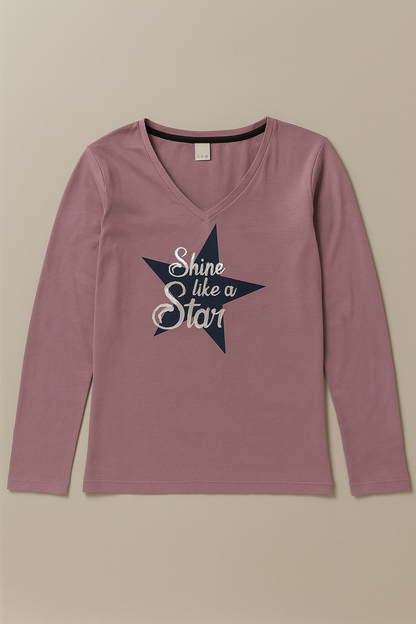 Women’s Mauve Long Sleeve T-Shirt – “Shine Like a Star”