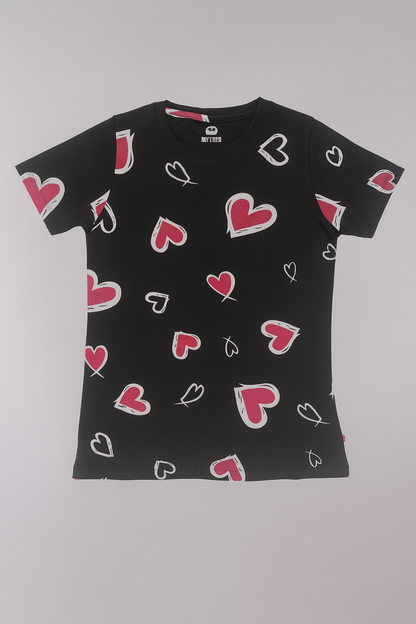 Heart Print Women's Pajama Set