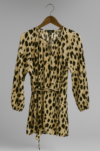 Leopard Print Long Sleeve Mini Dress
