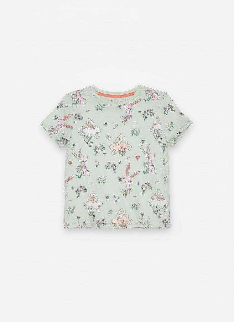 Girls’ Two-Piece Bunny Print Pajama Set
