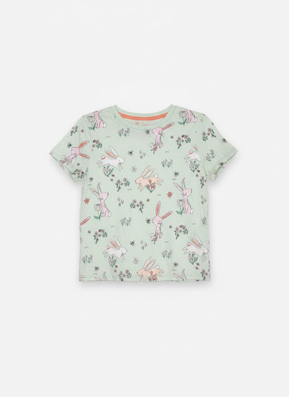Girls’ Two-Piece Bunny Print Pajama Set