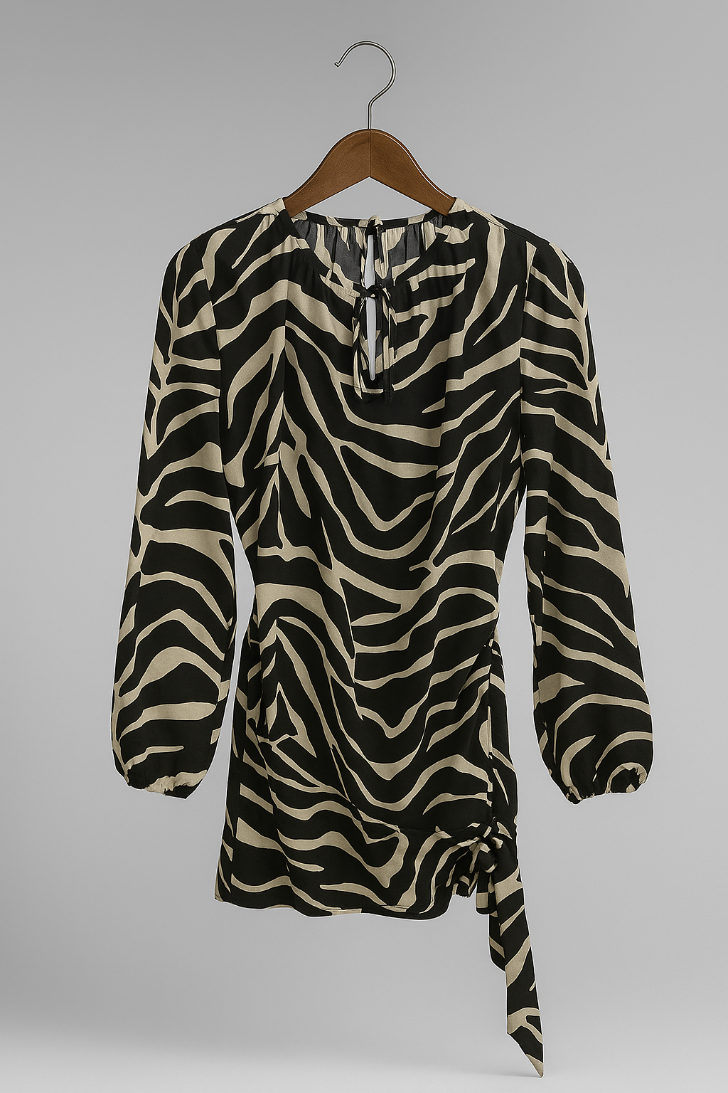 Zebra Print Long Sleeve Mini Dress