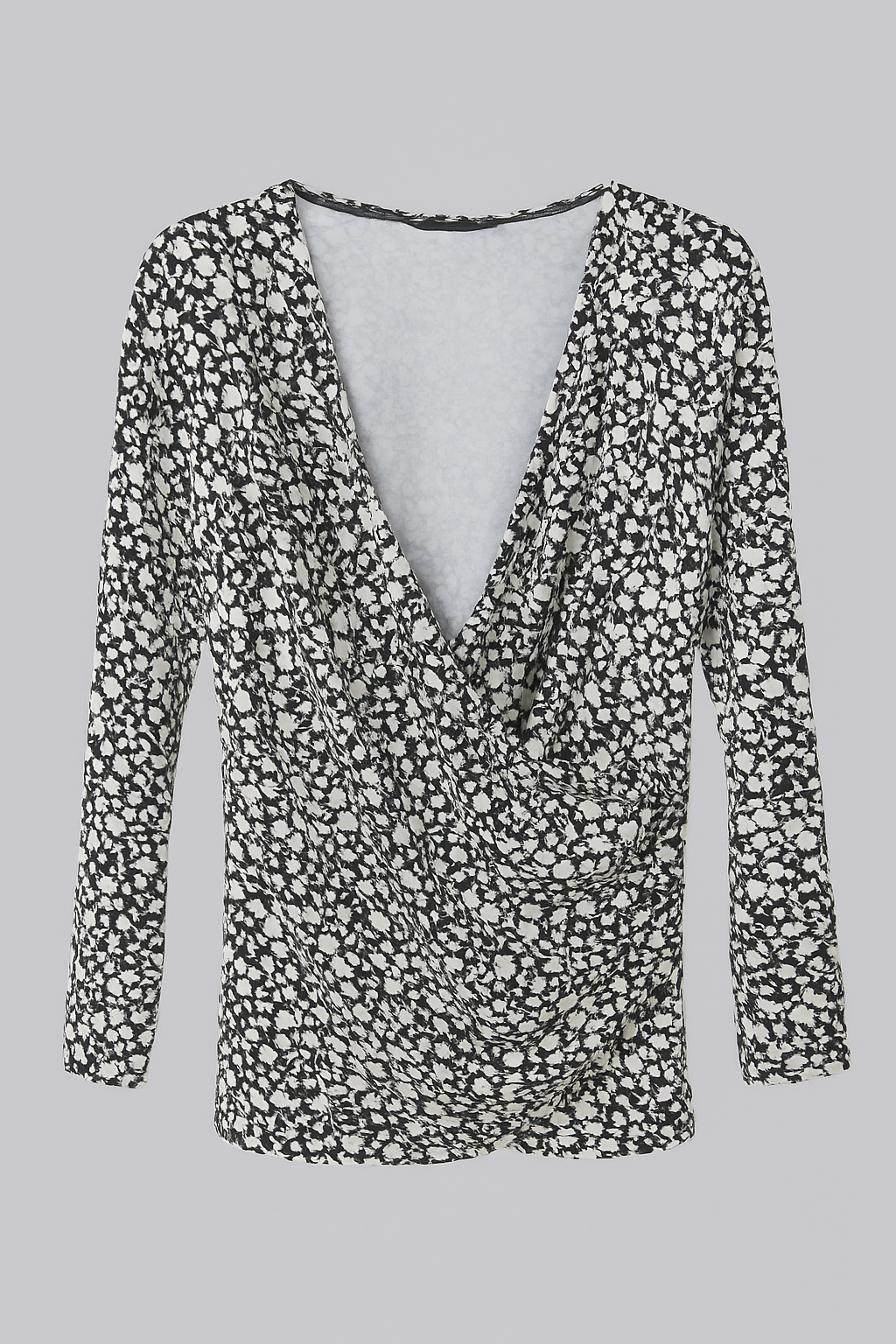 Women’s Black & White V-Neck Wrap Top