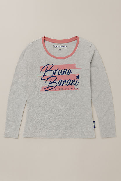 Women’s Light Grey Long Sleeve T-Shirt – Bruno Banani Print