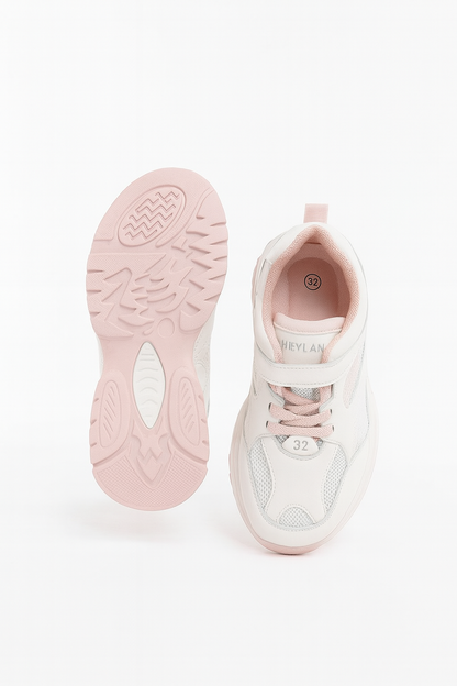Girls’ White & Pink Sneakers