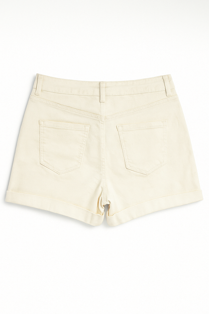 Women’s High-Waist Cream Denim Shorts