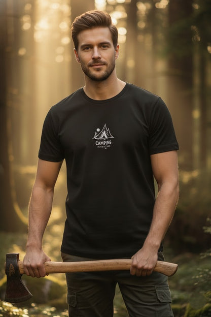 Black “Camping” Graphic T-Shirt