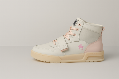 Girls’ cream and pink high-top sneakers