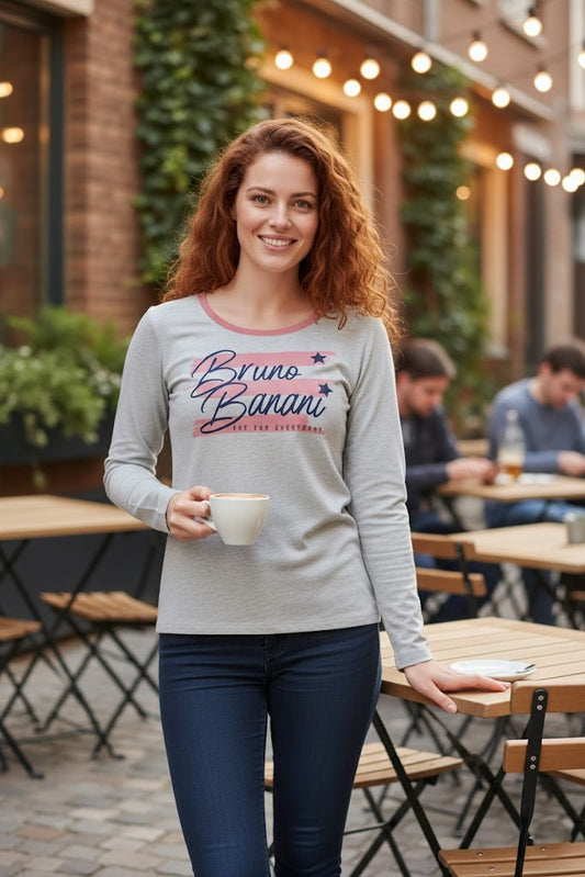 Women’s Light Grey Long Sleeve T-Shirt – Bruno Banani Print