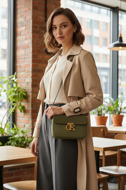 Crossbody Bag with Gold Logo