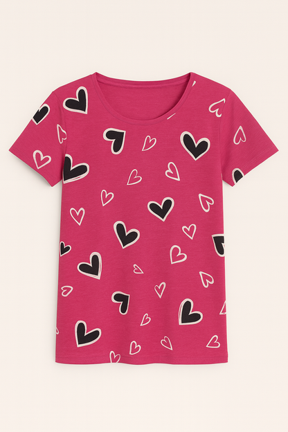 Heart Print Women's Pajama Set