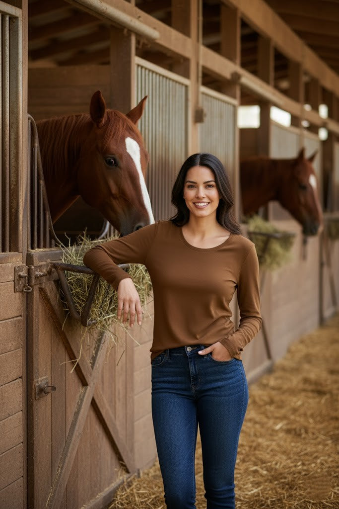 Women’s Brown Long Sleeve Cotton Shirt