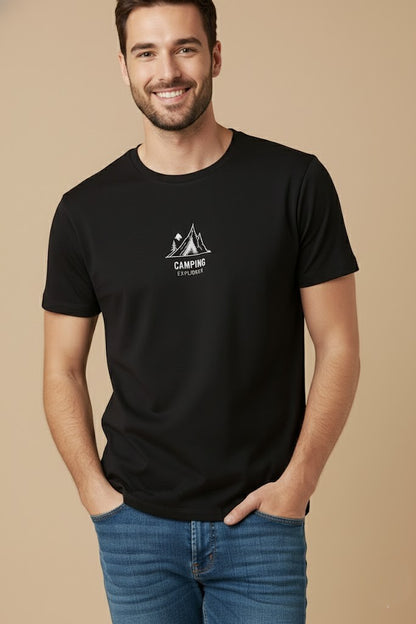 Black “Camping” Graphic T-Shirt