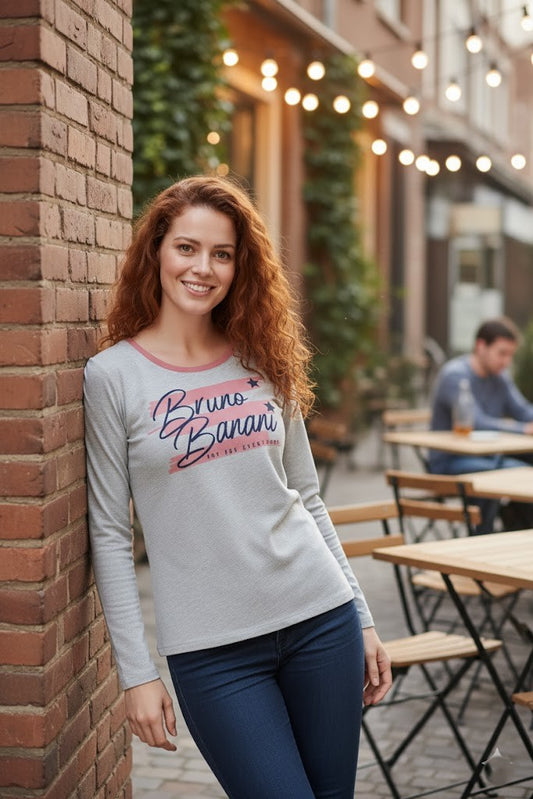 Women’s Light Grey Long Sleeve T-Shirt – Bruno Banani Print