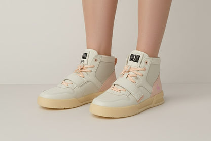 Girls’ cream and pink high-top sneakers