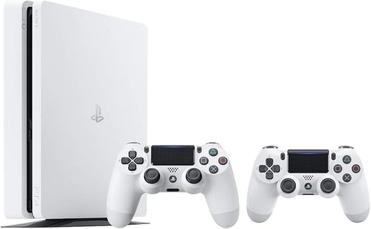 Renewed Sony PlayStation 4 Slim 500GB Console | 2 DualShock Controllers | Glacier White