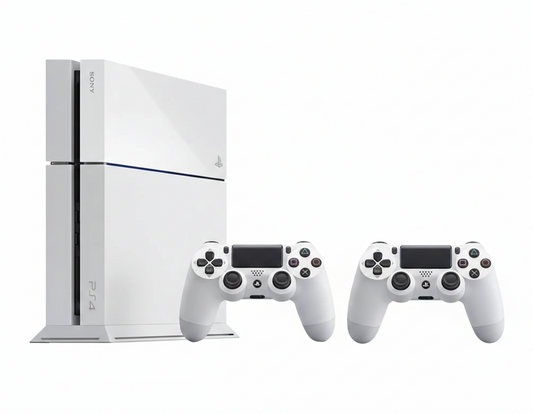 Renewed PlayStation 4 500GB Fat Console | 2 DualShock Controllers | White