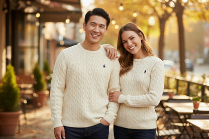 Unisex Off-White & Navy Polo Sweater
