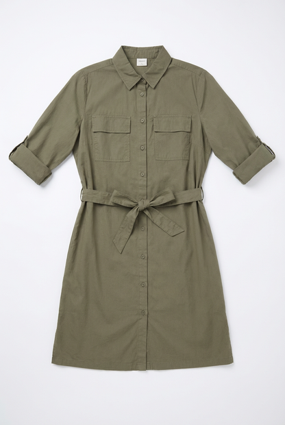 Women’s Shirt Dress – Long Sleeve with Belted Waist
